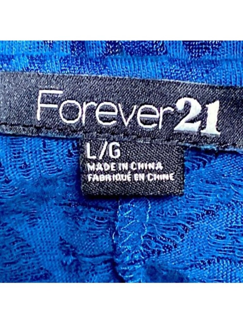 Forever 21 Large Blue Burnout Rose Tie Back Short Sleeve Top Casual Feminine Y2K - Picture 6 of 12